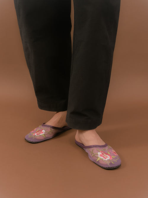 Embroidered Slipper (Purple)